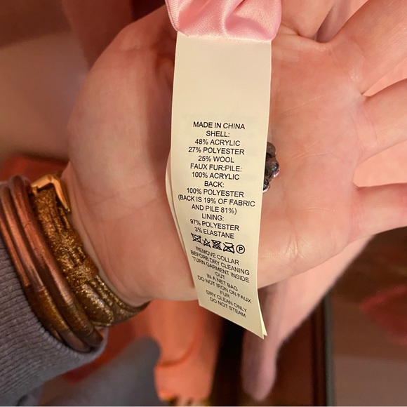 COPY - New Kate Spade Pink Faux Fur Trim Coat - Picture 4 of 7